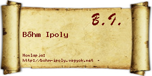 Bőhm Ipoly névjegykártya